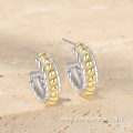 I8K Two Tone Gold Plated 925 Silver Earrings